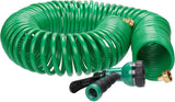 Relaxdays Manguera en Espiral Extensible hasta 20 m Manguera de jardín Flexible con rociador de Agua 7 Modos de rociado Verde