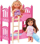 Simba 108178046 105733847 - Evi Love Cama de 2 pisos / con dos muñecas Evi / con litera / incluidos accesorios / muñeca disfrazada / 12 cm, para niños a partir de 3 años