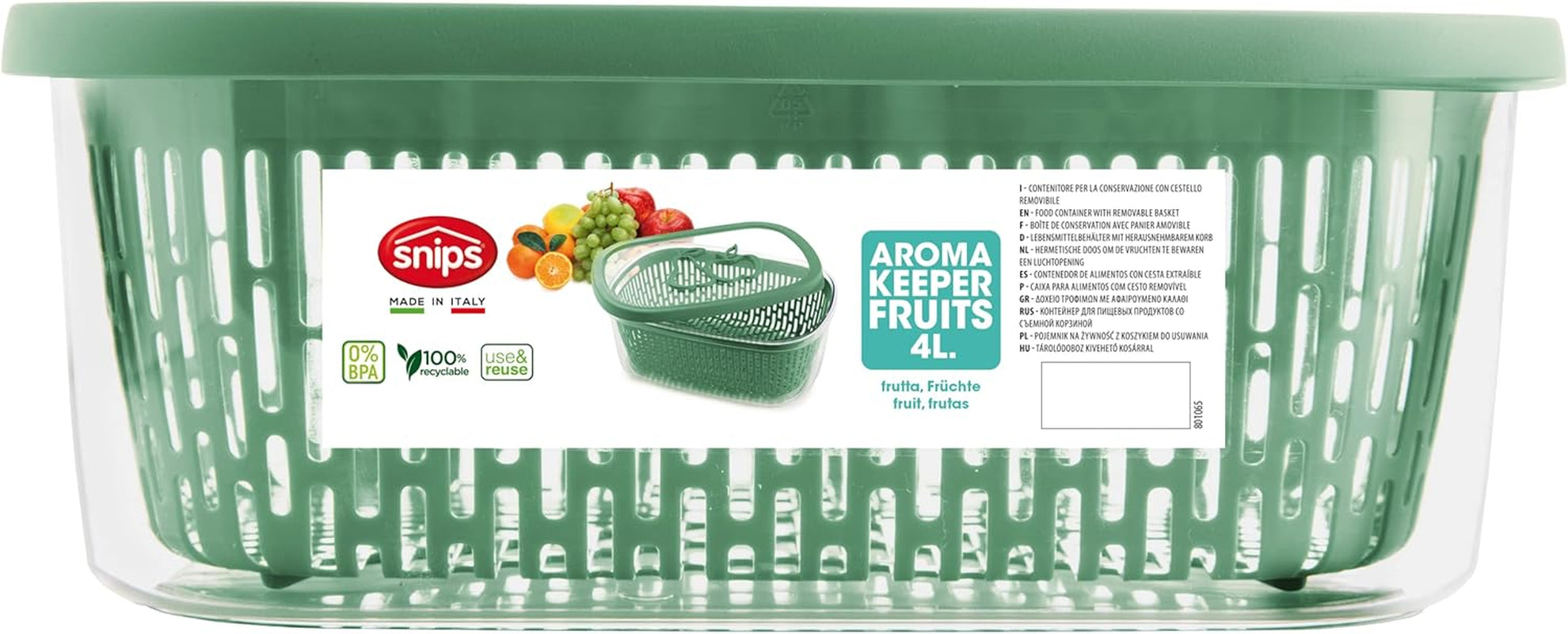 Sierra para conservar sabor a fruta, plástico, verde, 4 LT - rectangular Cajas para conservar alimentos Naty Shop