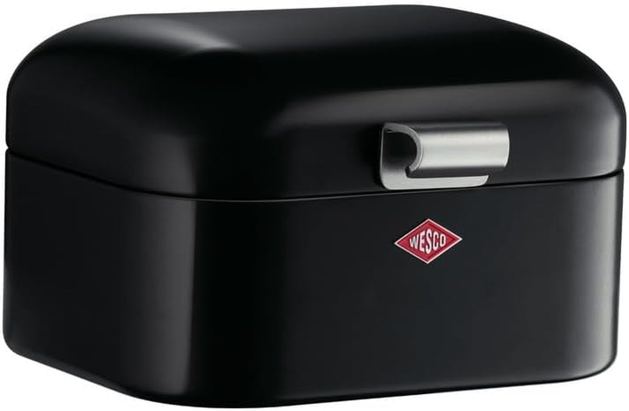 Panera Wesco Mini Grandy en color rosa, chapa de acero con recubrimiento en polvo, orificios de ventilación y asa estable Cajas para almacenar alimentos Naty Shop negro