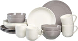 Ritzenhoff & Breker Levi Vajilla de 16 Piezas, Platos, Cuencos y Tazas para 4, Diseño Escandinavo con Fino Relieve Estriado, Vajilla Mix & Match, Porcelana, Blanco y Gris