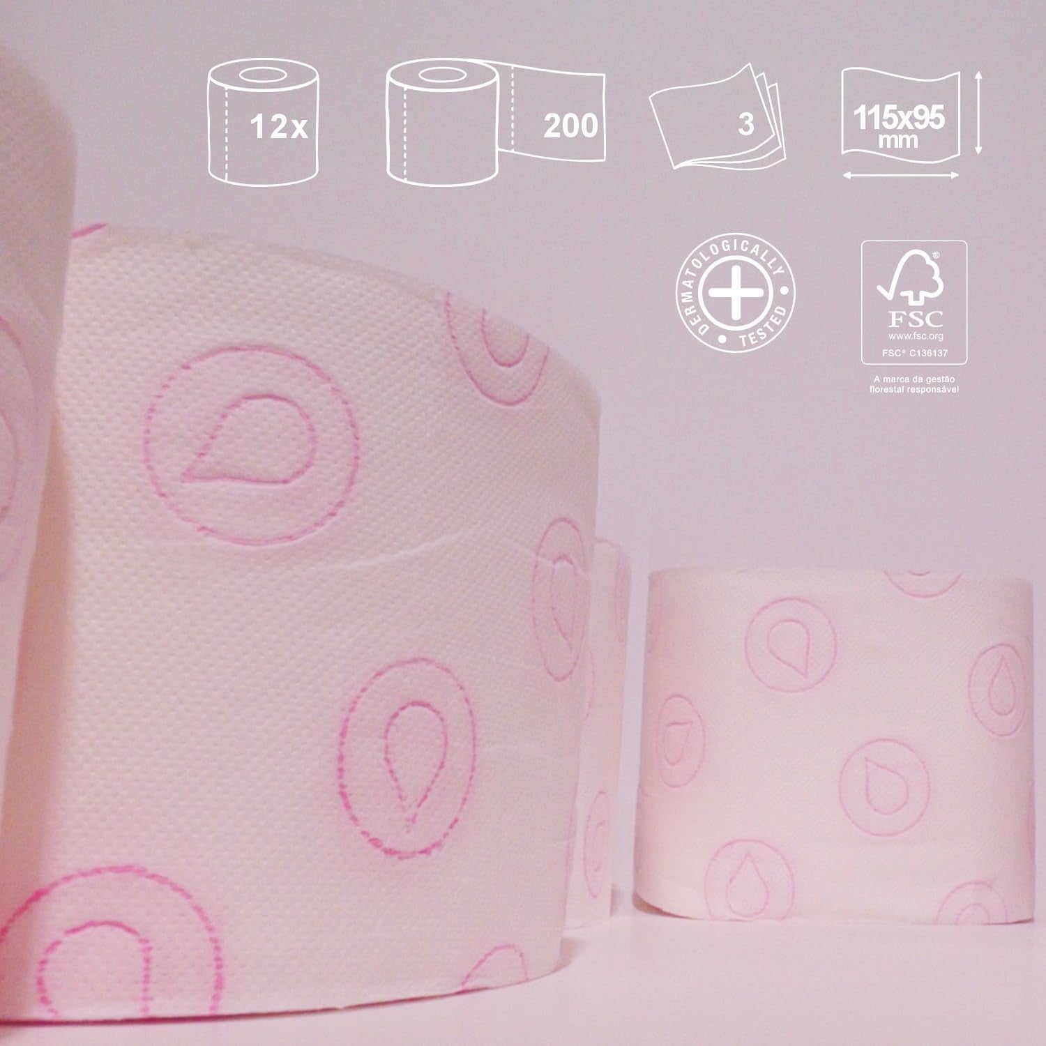 Renova - Papel higiénico Skin Care Plus, Decorado, Perfumado - 12 rollos (Papel higiénico)