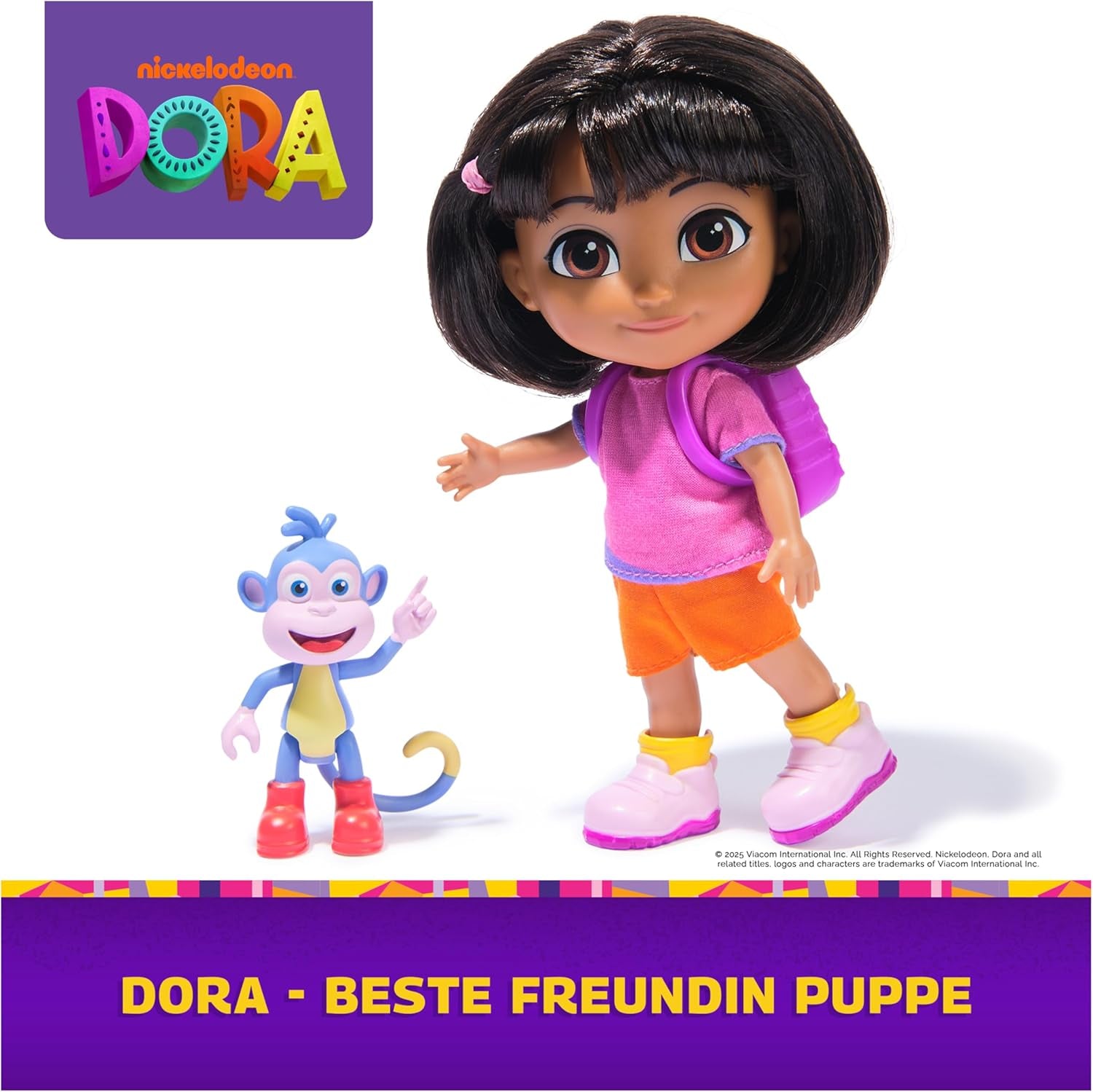 DORA - Muñeca Best Friend - Tamaño 22 cm, con pelo peinable, cartera y botas de mono, conocida por la popular serie de televisión, para niños a partir de 3 años