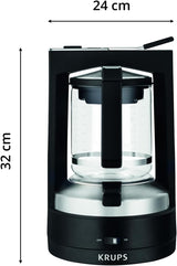 Krups Cafetera espresso con filtro T8, 850 W, apagado automático, 8-12 tazas, 1 L de capacidad, filtro permanente, interruptor de encendido/apagado iluminado, fácil de usar, negra, KM4689
