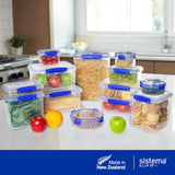 Tarro para almacenamiento de alimentos KLIP IT System | 9,67 litros | tarro de almacenamiento apilable y hermético con tapa, apto para frigorífico/congelador | Plástico sin BPA | clips azules | 1 pieza (paquete de 4) cajas de almacenamiento de alimentos Naty Shop