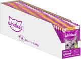 Whiskas 1+ comida húmeda para gatos con pollo en gelatina, 28x85g (1 paquete) - Comida húmeda de alta calidad para gatos adultos en sobres de 28 porciones