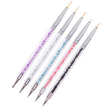 Juego de 5 pinsel Nagel, pinsel Nageldesign, herramientas de punteado para decoración de uñas, bolígrafo acrílico profesional de doble punta para decoración de uñas DIY
