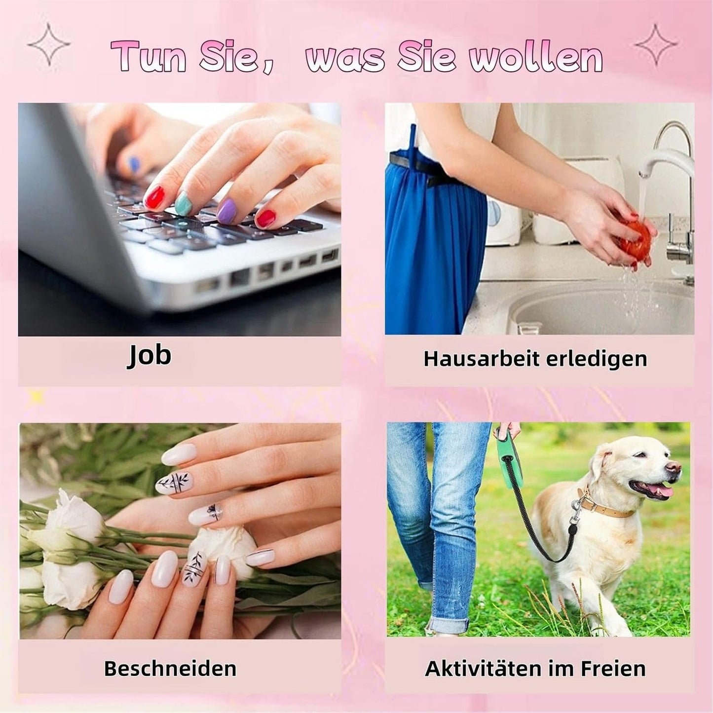 24 piezas de uñas postizas de Color sólido rosa, uñas postizas neutras autoadhesivas, gel suave cuadrado medio para mujeres, uñas postizas con brillo de cobertura completa DIY