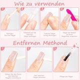 Kiiwah 48 piezas de uñas cuadradas cortas, uñas artificiales rosas, pegamento en puntas de uñas cortas, puntas de uñas postizas