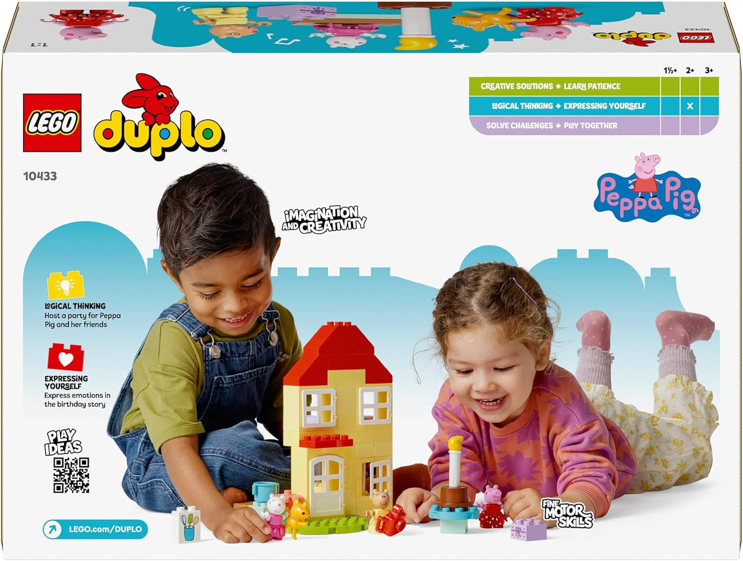 LEGO DUPLO Casa del cumpleaños de Peppa: juguete creativo de 3 figuras, construye y reconstruye una casa de juguete para niños y niñas de 2 años, promueve la destreza 10433 Juegos de construcción Besuche den LEGO-Store