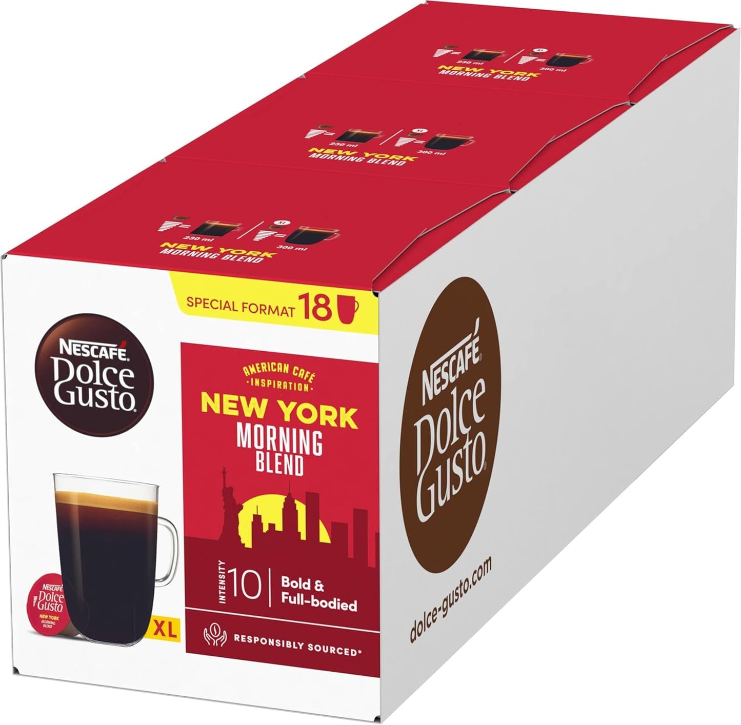 NESCAFÉ DOLCE GUSTO American Café Inspiration New York Morning Blend Kaffeekapseln Paquete de 3 (3 x 18 cápsulas)