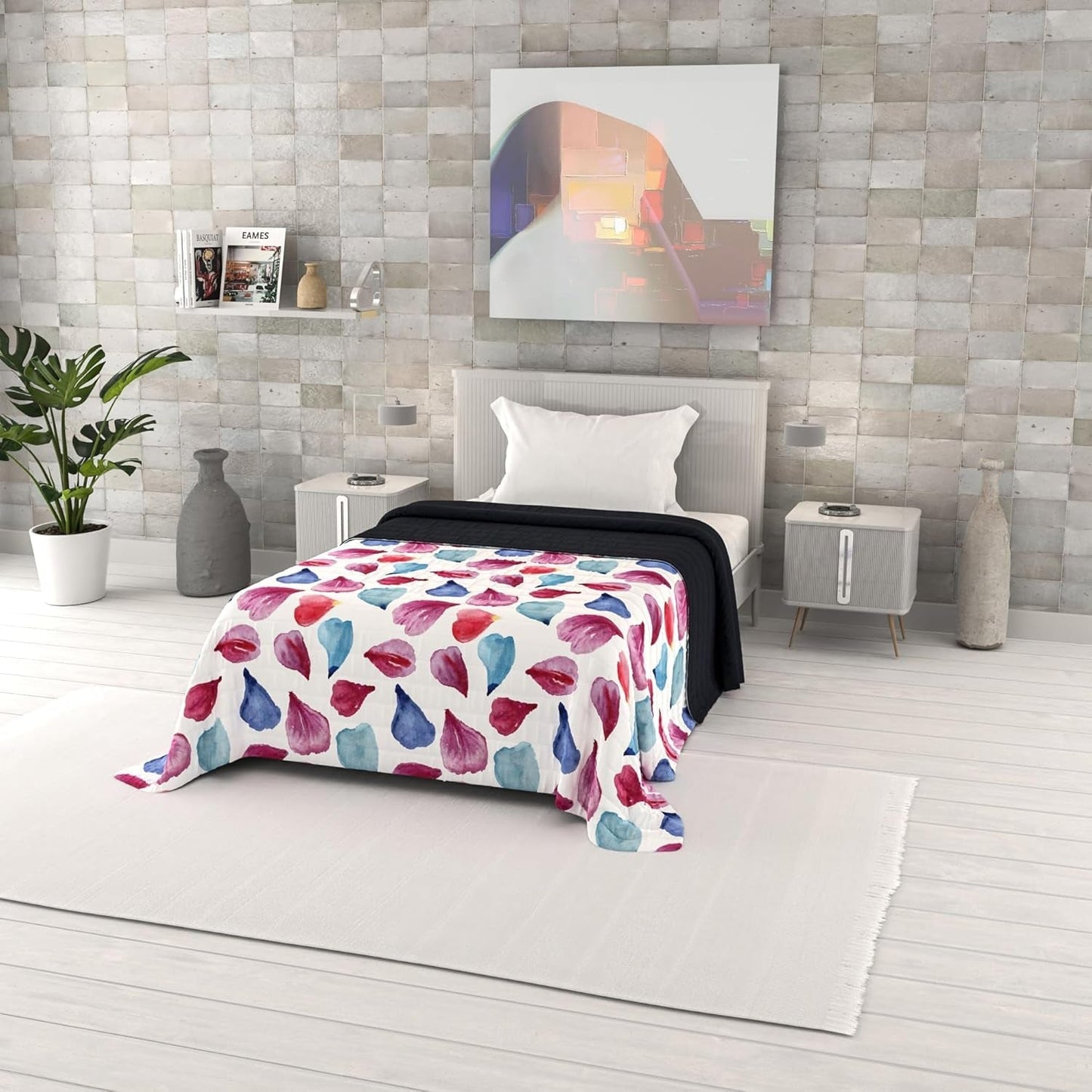 Colcha De Verano Estampada Fantasía, Relleno De Poliéster, Pétalos, 260X270Cm