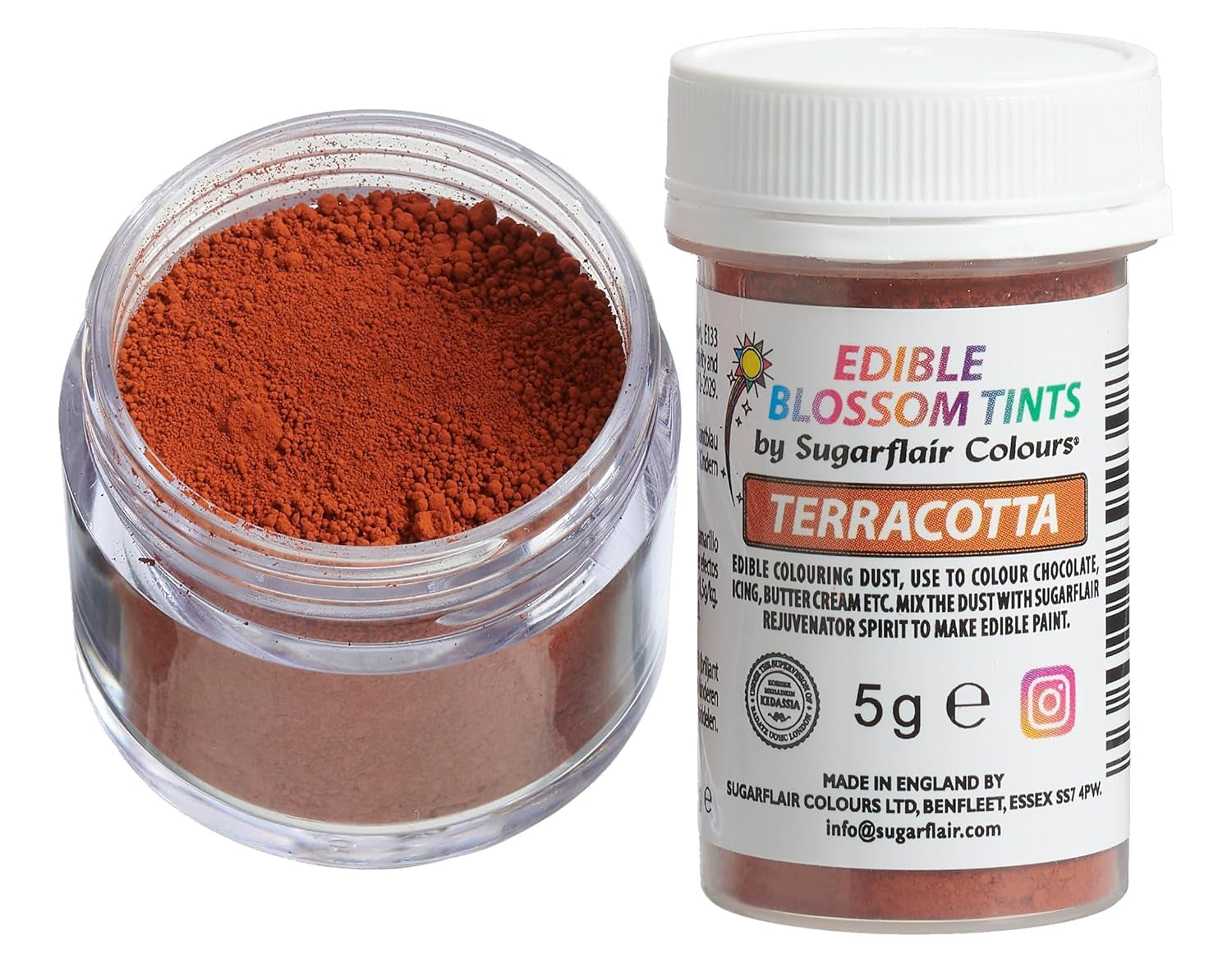 Sugarflair Blossom Tint Dust Terracota Colorante alimentario en polvo - Colorante alimentario en polvo para decoración de pasteles, fondant, glaseado, chocolate, crema de mantequilla, macarrones y más - 5G