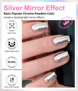 BISHENGYF Polvo de uñas cromado plateado, metal Holo Chromfarbener Nagelpuder, 1G Cromepulver Nägel Glitzer Glänzende Silver Nagelpulver Spiegeleffekt Pigment Nagelkunst, Diy-Design-Dekor Frauen Geschenk