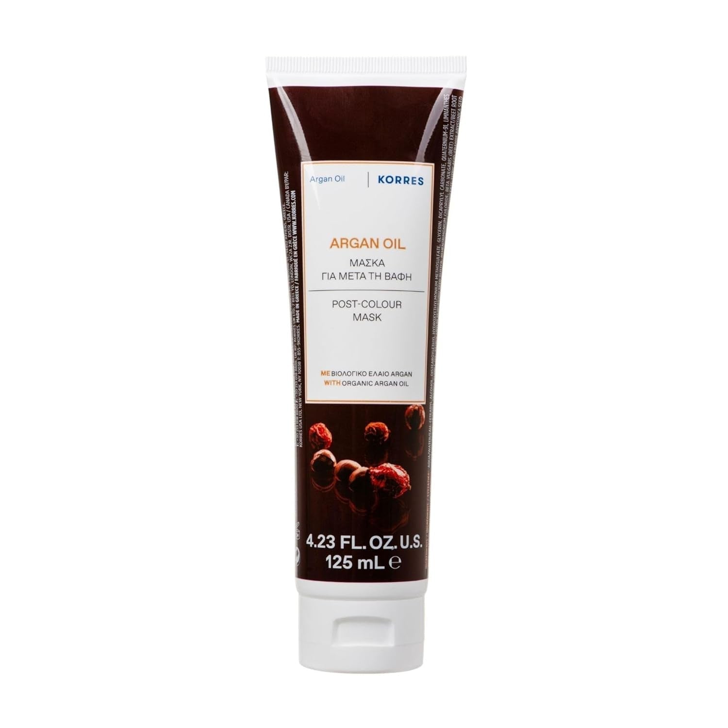 Mascarilla capilar KORRES ARGAN OIL, mascarilla nutritiva con aceite de argán, manteca de karité y proteína de trigo, ideal para cabellos teñidos, vegana, 125 ml Naty Shop mascarilla capilar Default title