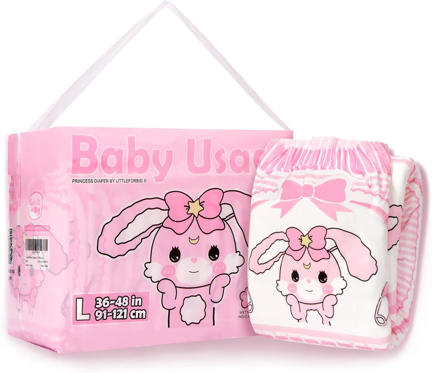 Pañales estampados para adultos 5500-5800 ml, 10 piezas - Baby Usagi (XL)