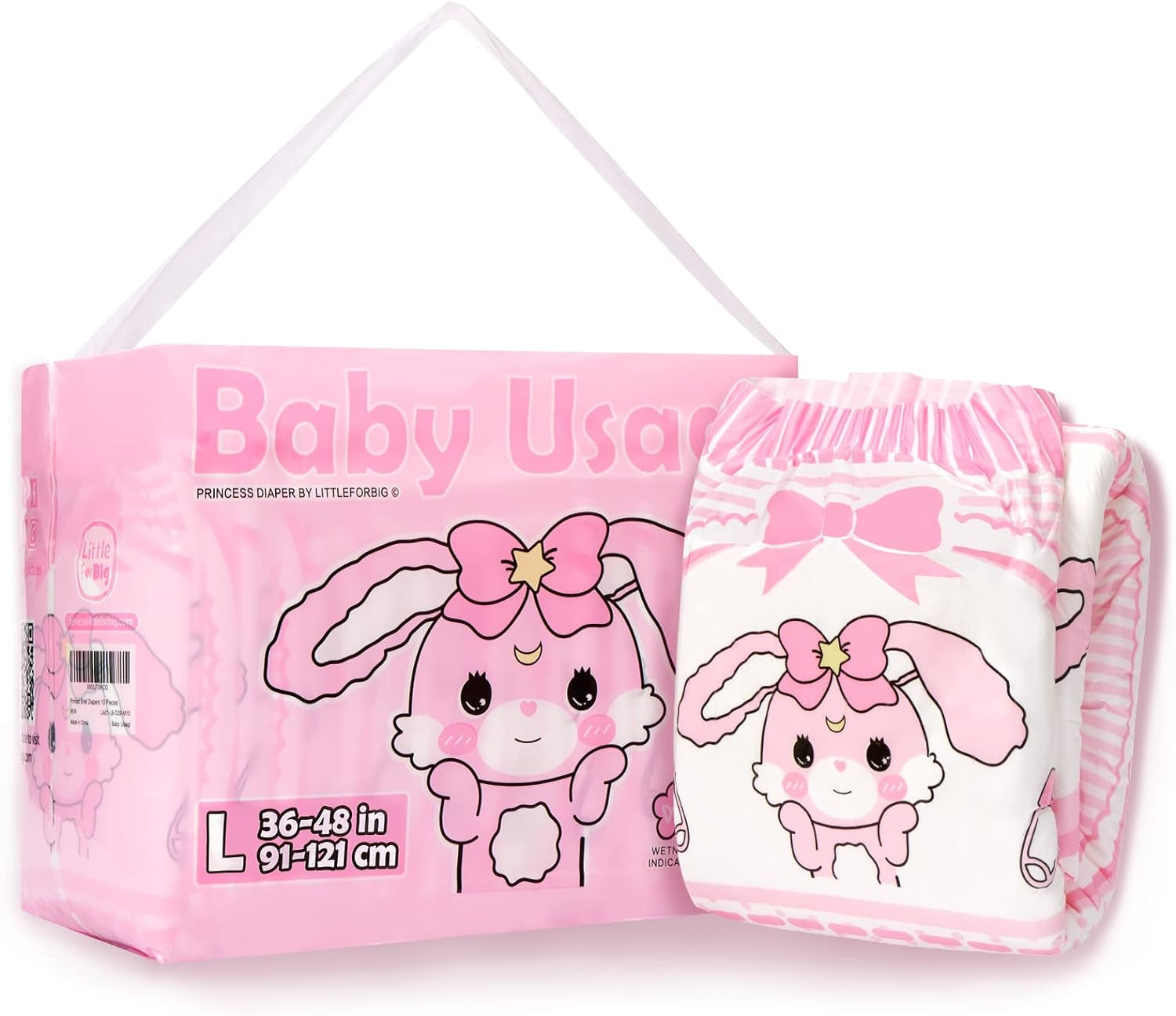 Pañales estampados para adultos 5500-5800 ml, 10 piezas - Baby Usagi (XL)