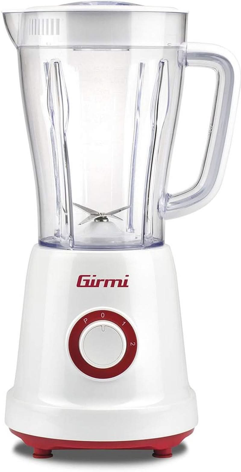 Batidora eléctrica Girmi FR46, 1,5 litros, 2 Geschwindigkeiten Mit Pulse-Funktion, 4 Edelstahlklingen, Messbecherdeckel, Messbecher Mit Scale, Sicherheitseinrichtung, Weiß/Rot Kitchen Naty Shop