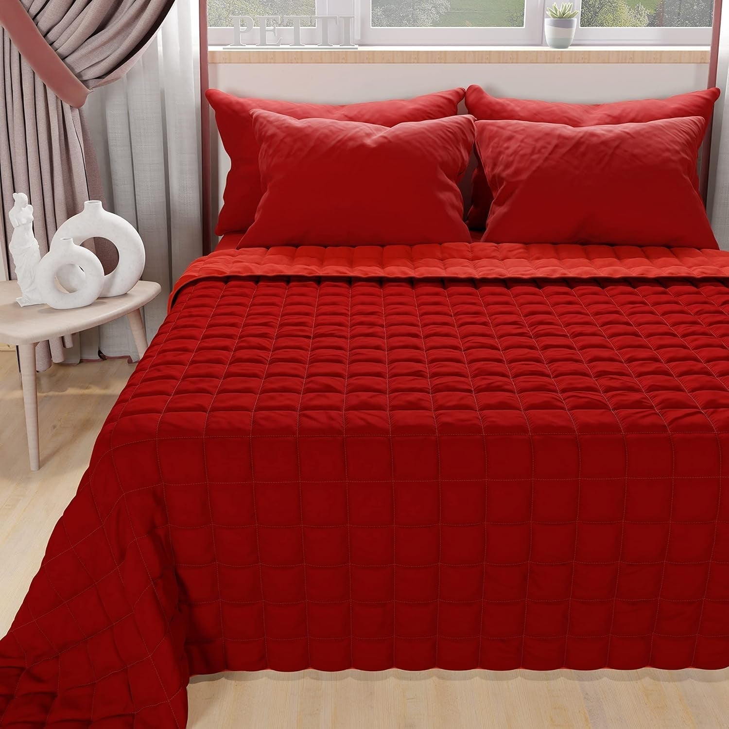 PETTI Artigiani Italiani - Colcha para cama individual, colcha de doble cara, colcha de muelles, azul medianoche, blanco, 100% Made in Italy Edredones y edredones Naty Shop Bordeaux Medidas cama 120 (220X260 Cm)