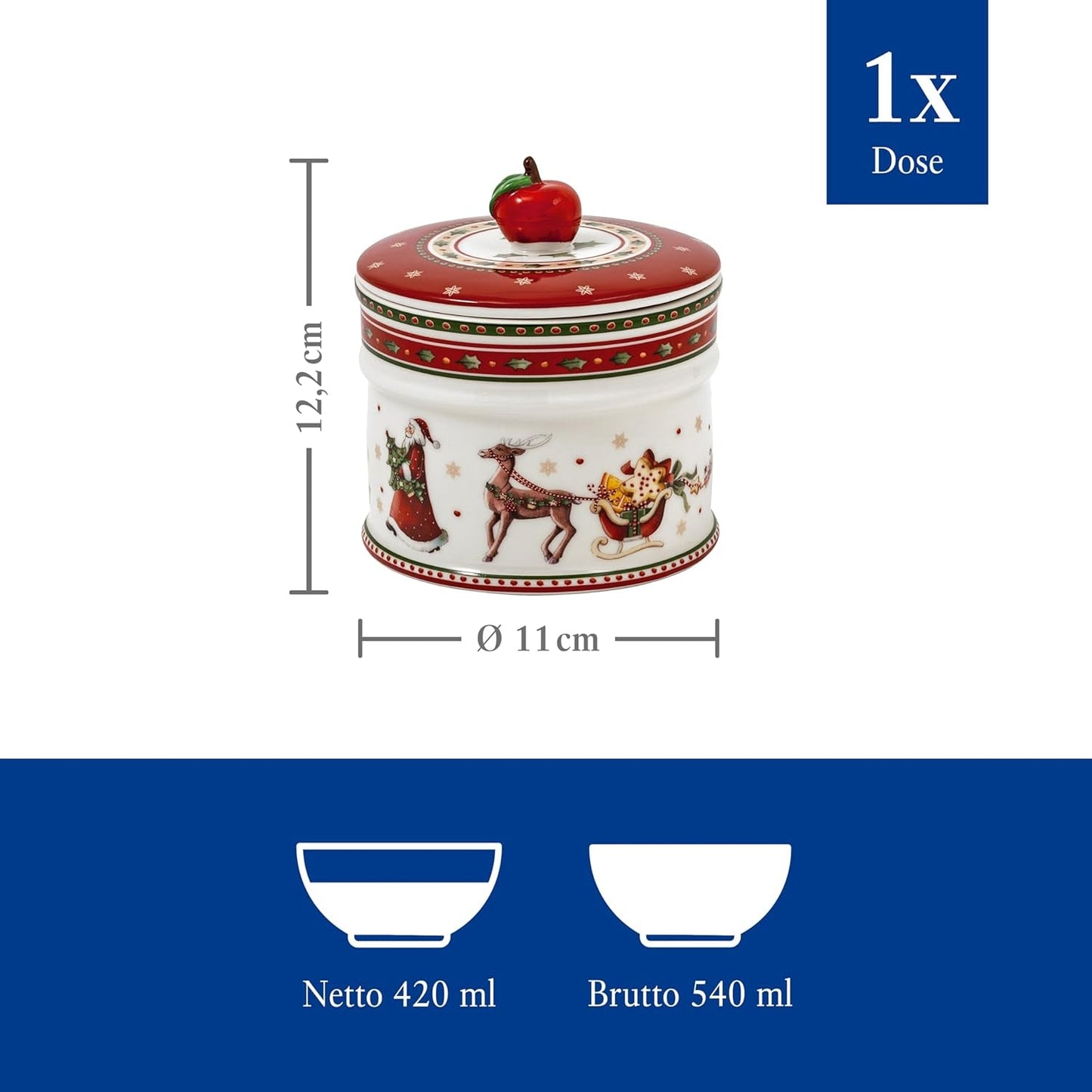 Villeroy & Boch - Winter Bakery Delight Caja pequeña para guardar galletas, Caja navideña de cerámica para galletas, Caja navideña, Caja para galletas, Caja para galletas, Caja de cerámica con tapa, Caja para dulces, Cajas para guardar alimentos de porcelana premium Naty Shop