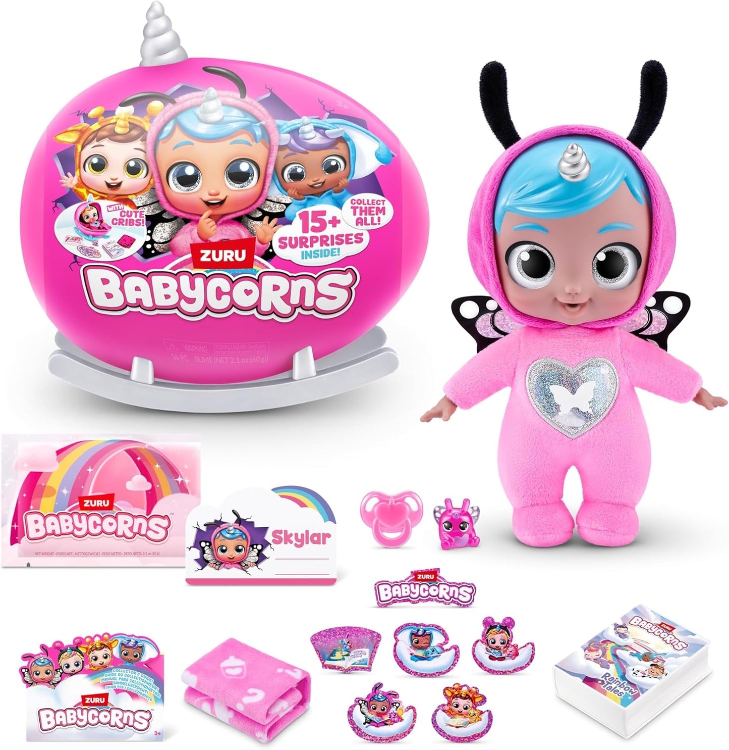 Babycorns Magic Dolls Serie 1 Pequeña (Skylar) de ZURU, Sorpresa, Unboxing, Bebita, Muñeca