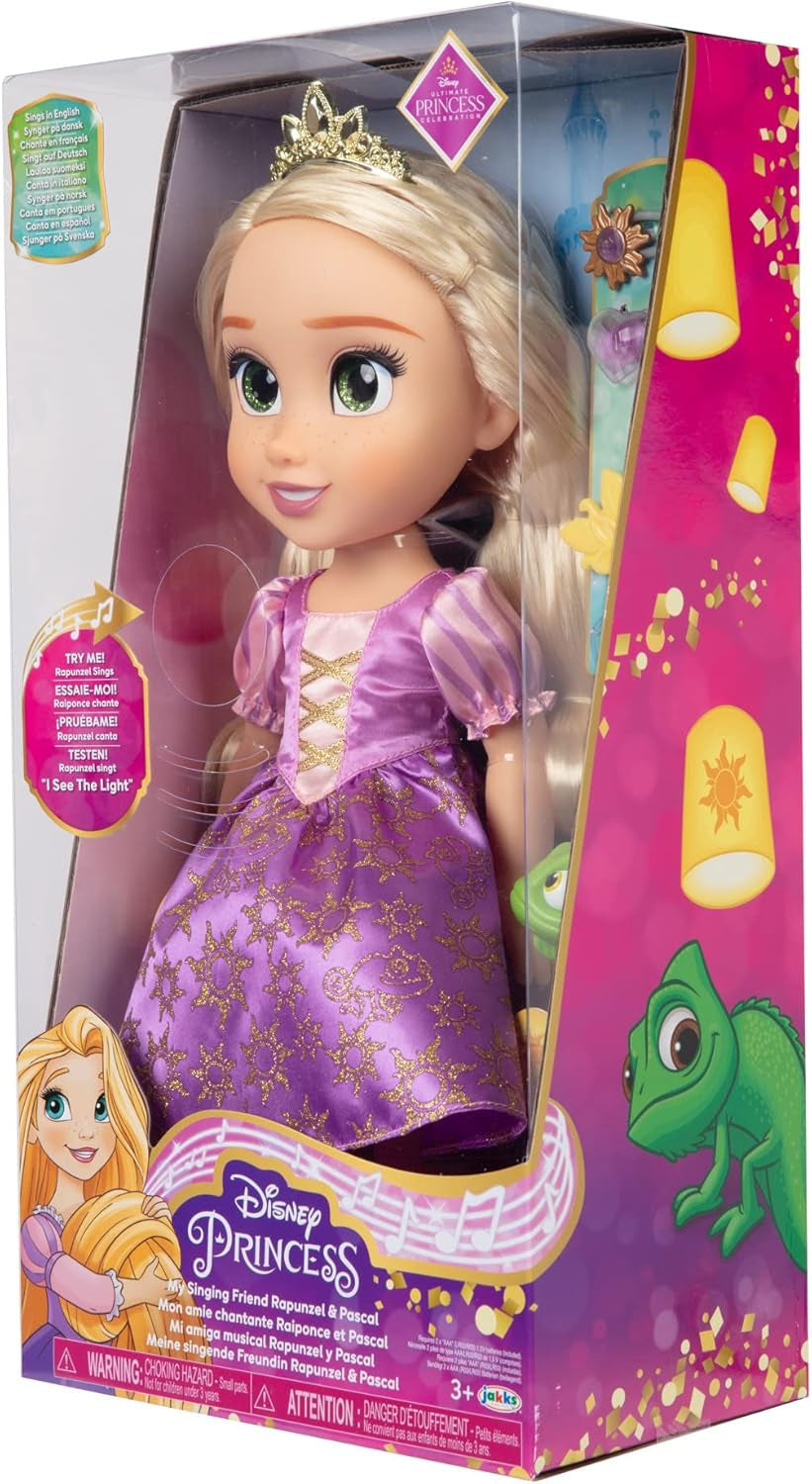 Princesa Disney Rapunzel Muñeca Cantante de 35 cm, Canta 'I See The Light', Incluye Accesorios para Más Diversión, Perfecta para niñas de 3 años en adelante, Morado