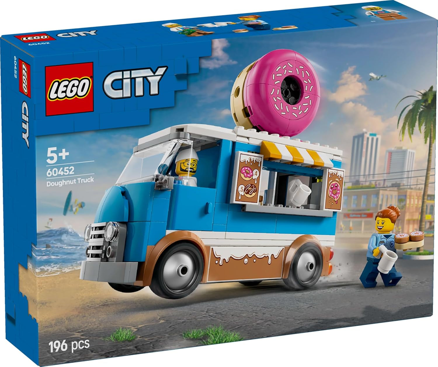 LEGO City Donut Truck - Camión de comida de juguete con 2 minifiguras de policías - Juguete de construcción para niños y niñas a partir de 5 años - Idea de regalo de cumpleaños y vacaciones 60452 Juegos de construcción Besuche den LEGO-Store