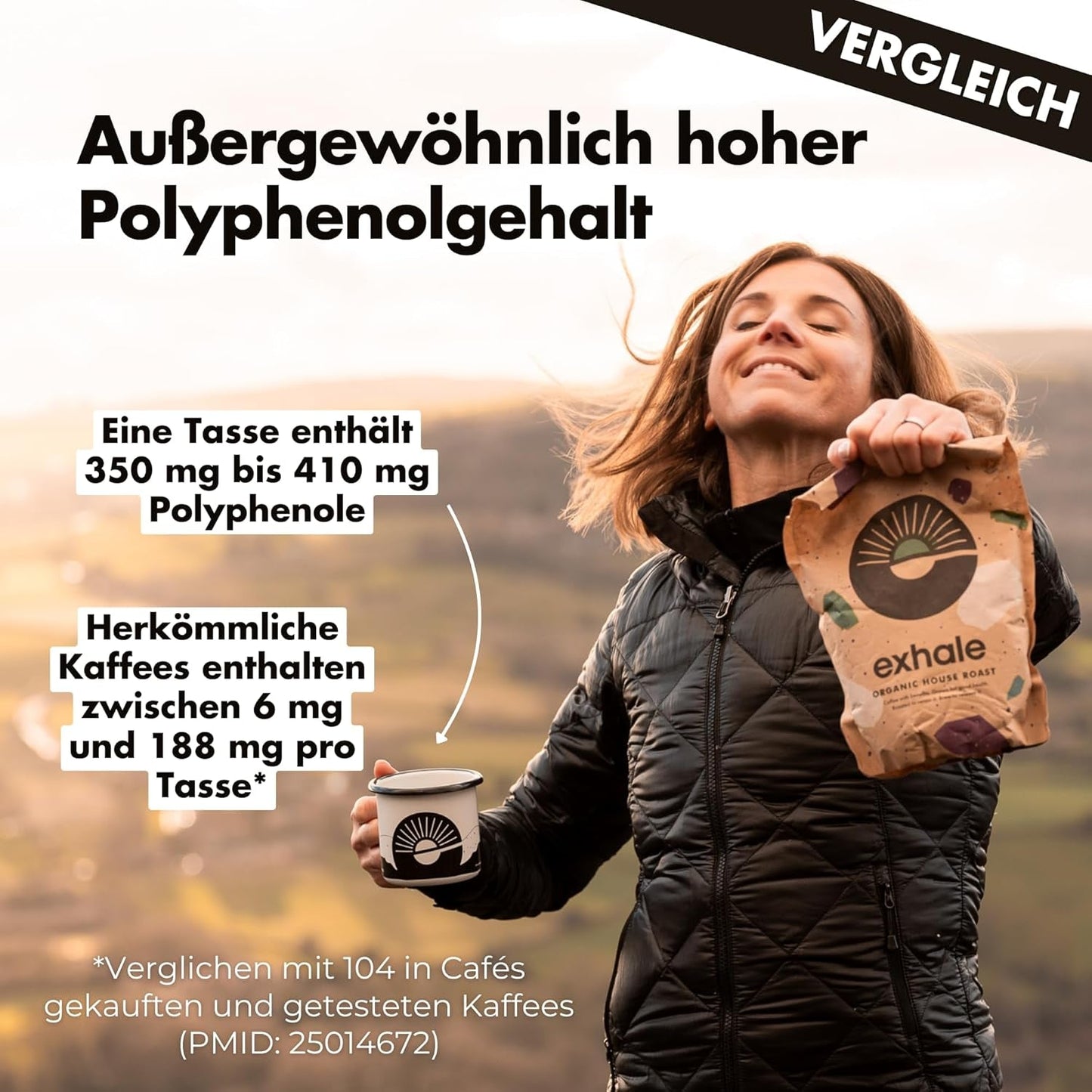 EXHALE Bio GANZE BOHNEN – Dunkel Gerösteter Kaffee – Paquete de 450 g – Mykotoxinfrei & Geeignet für Bulletproof Coffee – Single Origin y 100% Arábica Bohnen