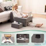 Almohada de lectura para cama y sofá, cojín para libros, combinable libremente con soporte para bebidas y funda lavable, almohada de escritorio ajustable para computadora portátil para leer, jugar, trabajar, escribir (gris)