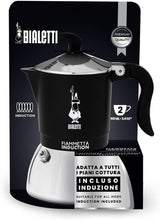 Bialetti Fiammetta Cafetera de inducción, 2 tazas (100 ml), apta para todo tipo de fuegos, diseño elegante, negra