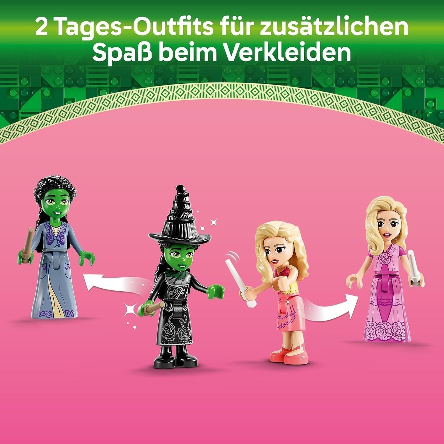 LEGO Dormitorio de Wicked Glinda y Elphaba - Casa de muñecas con 2 minimuñecas de las Brujas de Oz, accesorios geniales que incluyen flores y trajes - Juguete creativo para niñas mayores de 8 años y fans - 75683 Juegos de construcción Besuche den LEGO-Store