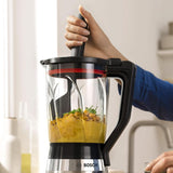 Bosch Batidora de pie Vitapower Serie 4 MMB6382M, Edelstahl-Klingen Made in Germany, 1,5L Thermosafe Glasbehälter, Stopfer, Sicherheitsdeckel, Spülmaschinengeeignete Teile, 30.000 U/Min, 1200 W, Edelstahl Kitchen Naty Shop