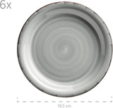 MÄSER 931875 Bel Tempo II Vajilla para 6 personas con aspecto vintage moderno, servicio de mesa de 18 piezas, vajilla de cerámica pintada a mano, gres, azul humo