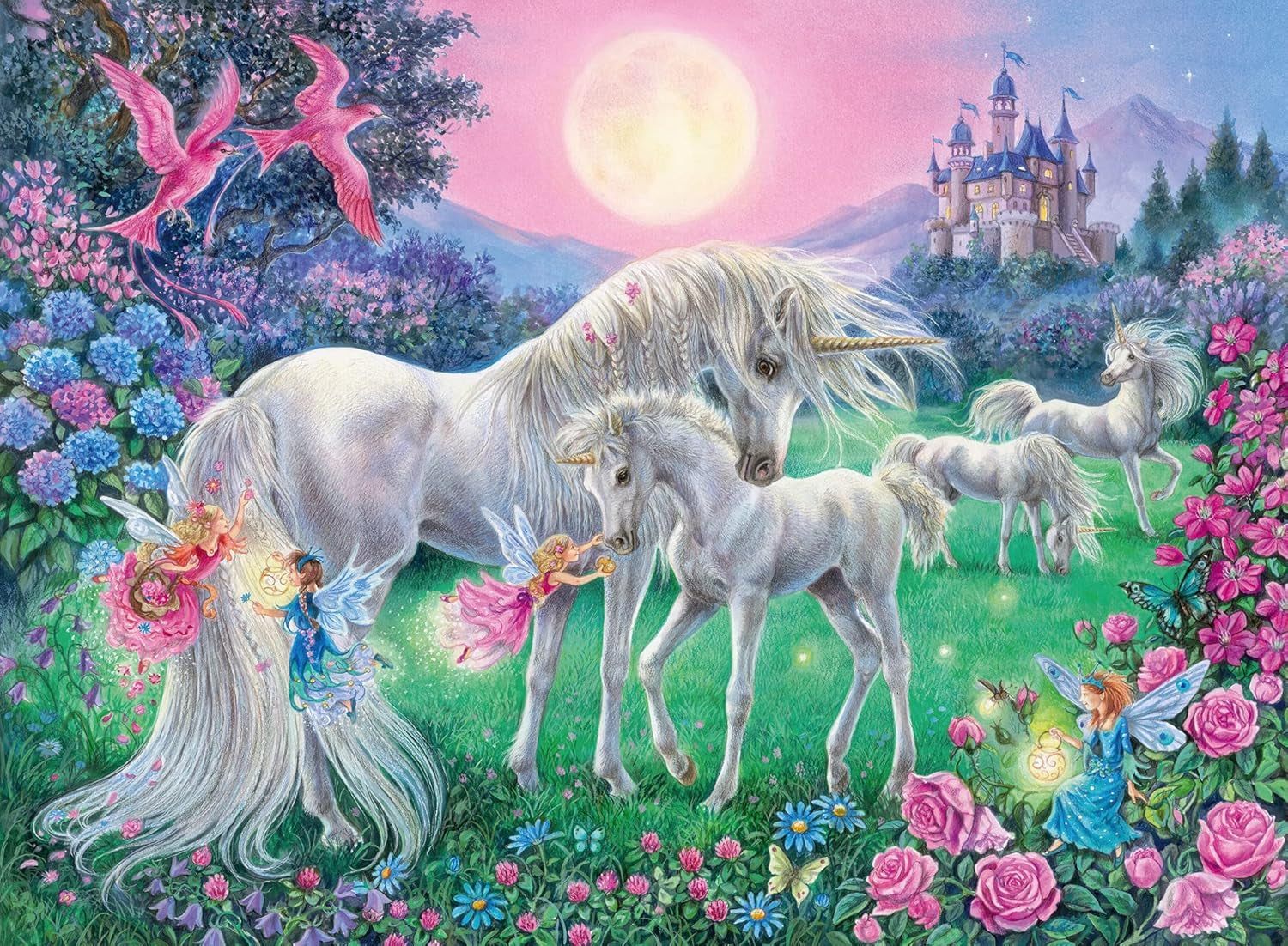 Ravensburger puzzle para niños - 13670 Unicornios a la luz de la luna - Puzzle de luz de unicornio para niños 6+ 100 piezas en formato XXL, brilla en la oscuridad Puzzle Naty Shop