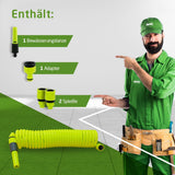 Amig - Manguera en espiral | Fabricado en polipropileno | Extensible hasta 7,5 m | Incluye lanza de riego, adaptador y 2 juntas | Verde pistacho