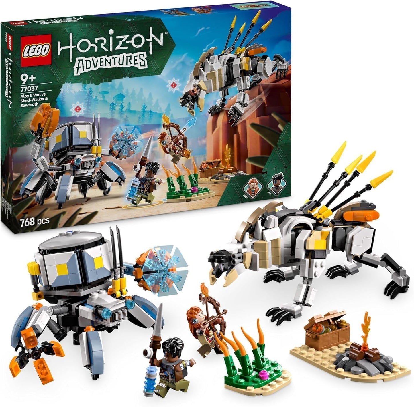 LEGO Horizon Aventuras Aloy y Varl vs. Armored Walker y Sawtooth, coche monstruo de juguete y minifiguras, set de colección para fanáticos de los videojuegos, niños y niñas mayores de 9 años 77037 Juegos de construcción Besuche den LEGO-Store Título predeterminado