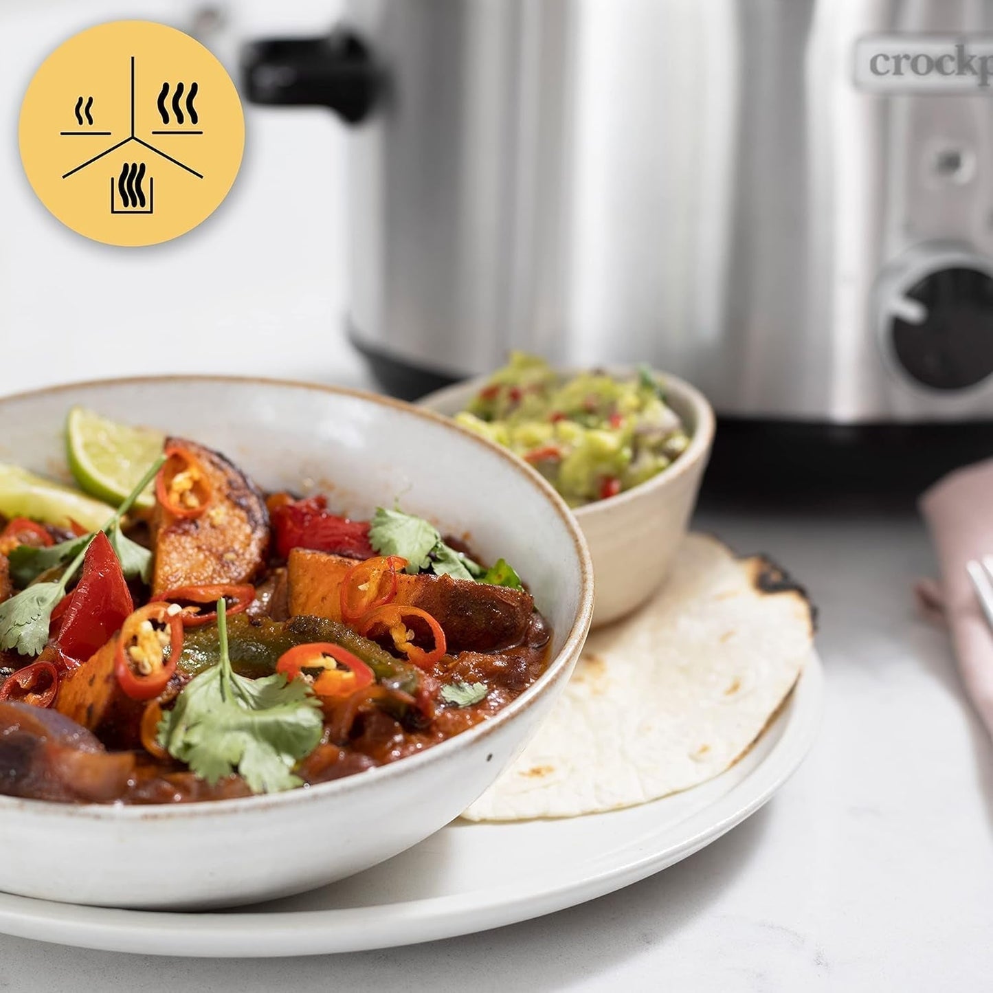Olla de cocción lenta, | 3,5 litros (3-4 personas), recipiente para dorar carnes y verduras, Olla de Cocción Lenta de acero inoxidable Naty Shop