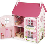 Janod - Casa de Muñecas Mademoiselle de Madera, 3 Pisos y 11 Accesorios, Réplica de Juguete, Desarrolla la Imaginación, A partir de 3 años, J06581, Rosa Naty Shop Casas de Muñecas