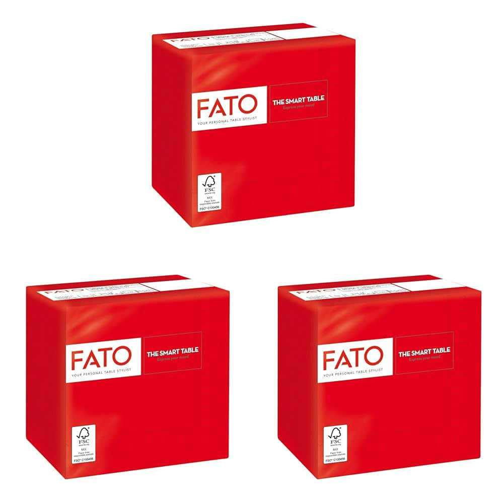 - Servilletas de papel desechables, ideales para aperitivos y cócteles, paquete de 100 servilletas, tamaño 24X24, 4 pliegues, 2 capas, color rojo, papel 100% pura celulosa, certificado Fsc