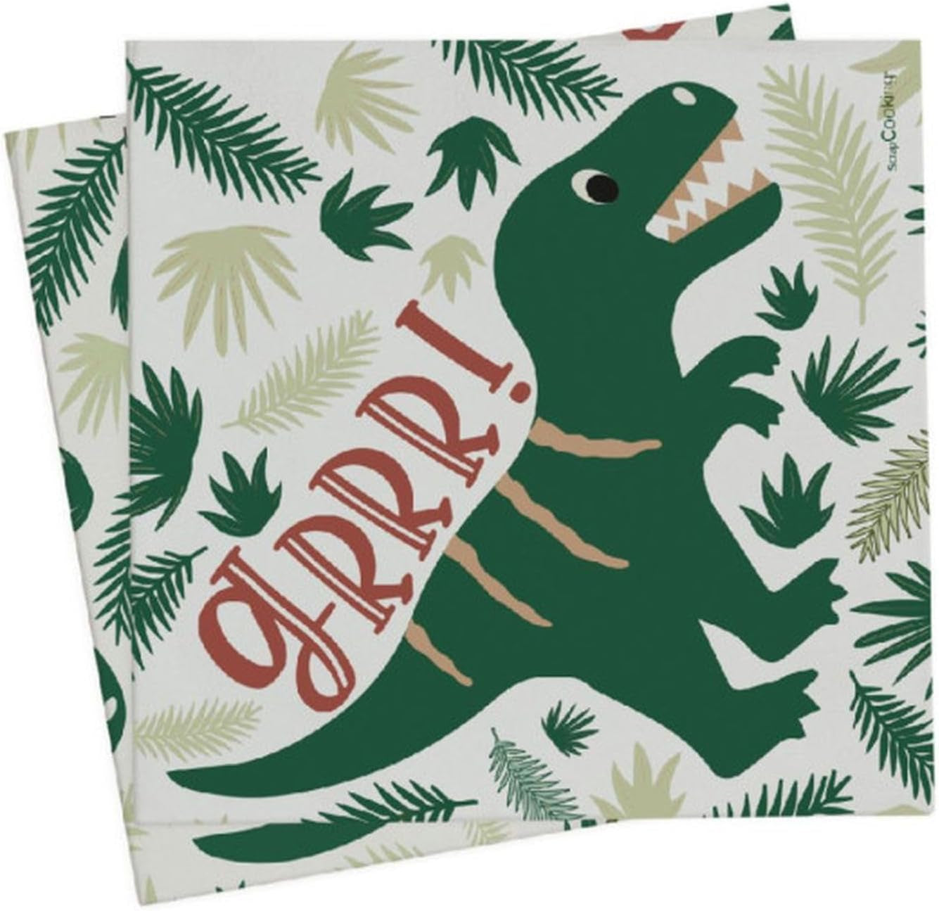 Scrapcooking - 20 servilletas de dinosaurio 33 x 33 cm - decoración de cumpleaños de dinosaurio verde