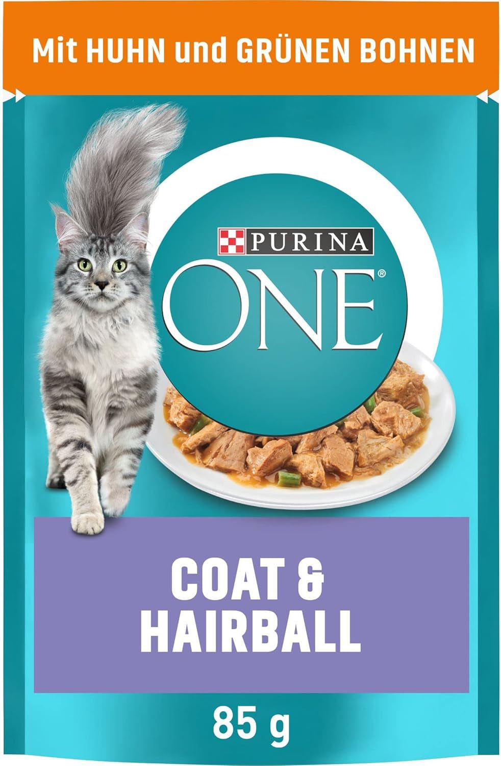 PURINA ONE Coat and Hairball Comida húmeda para gatos en salsa con pollo, paquete de 26 (26 x 85 g)
