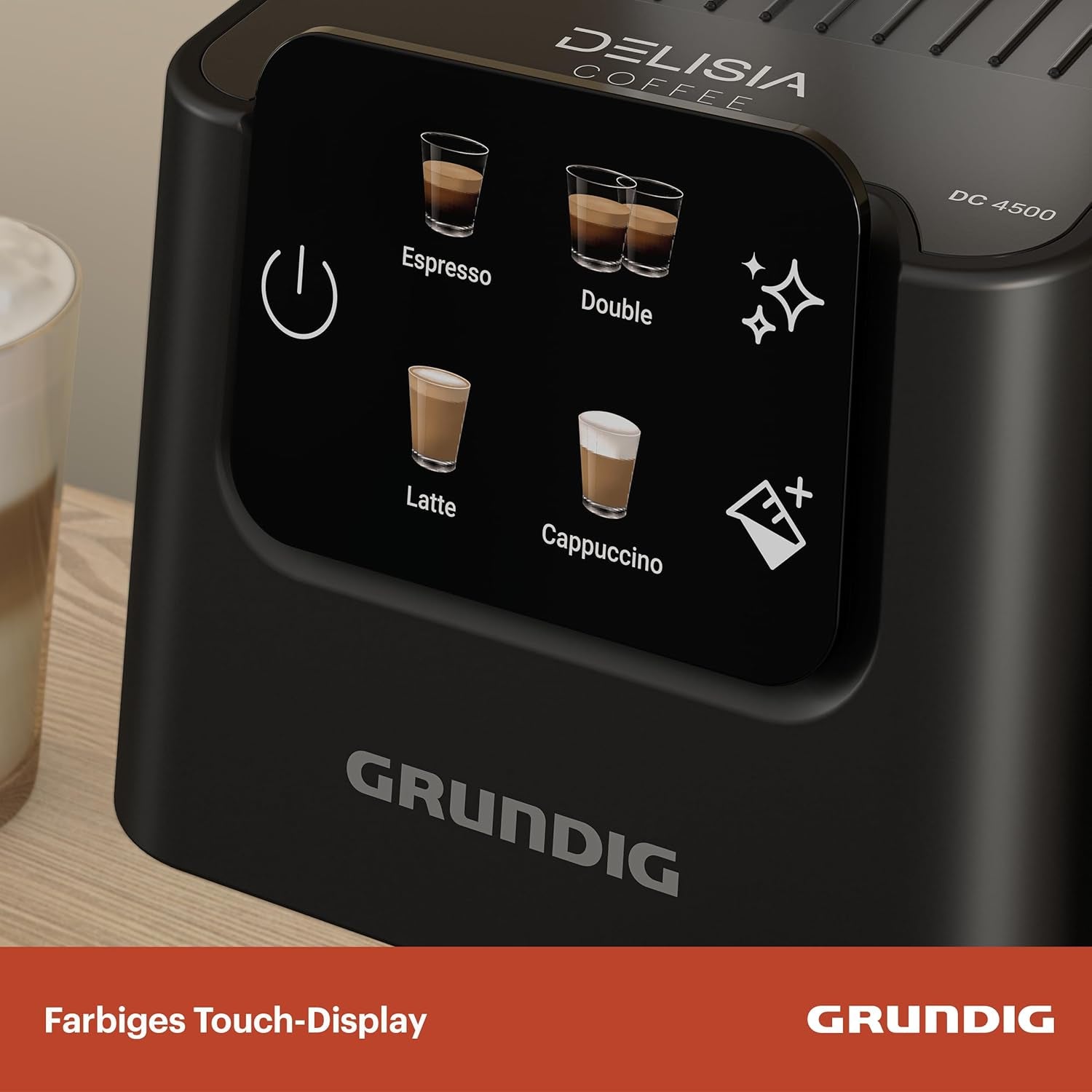 Cafetera espresso con portafiltro GRUNDIG KSM 5330 con depósito de leche integrado, potencia 1628 W, presión de bomba 15 bar, doble boquilla, pantalla táctil a color, BrewSense, CreamyPro, Acero inoxidable oscuro/Negro
