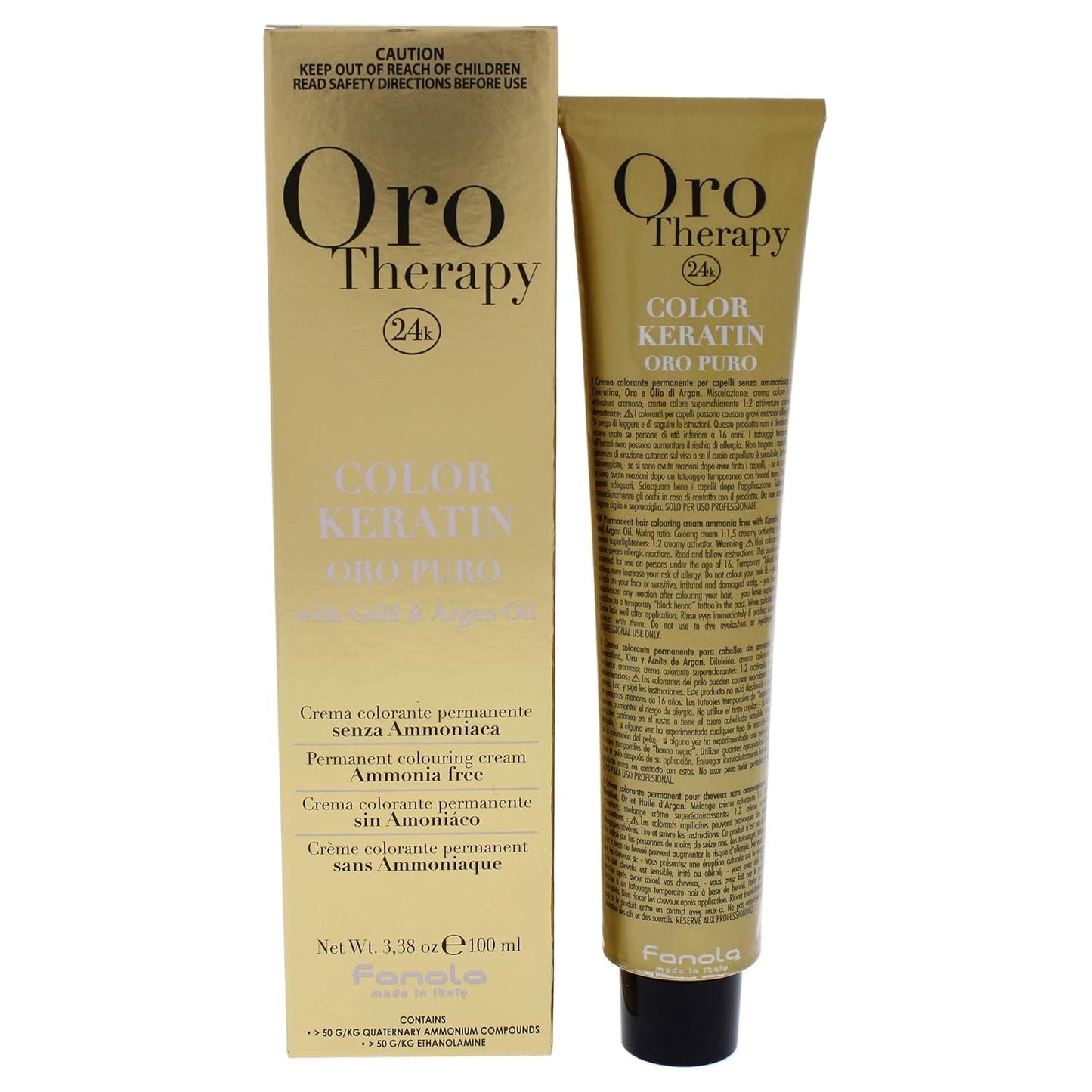 Fanola Oro Therapy Color Keratin 5.0 100ml Tinte para el cabello Naty Shop Dorado, Rubio