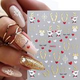 Calcomanías Para Uñas De Copo De Nieve De Dibujos Animados, Calcomanías Para Uñas De Navidad, Autoadhesivo, Diseños De Uñas De Navidad, Arte De Uñas, Ciervos, Copos De Nieve, Calcomanías Para Uñas De Navidad, Accesorios Para Uñas De Invierno