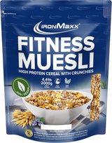 IronMaxx Fitness Muesli - Galletas y Crema, Bolsa de 2 kg | Muesli vegano rico en proteínas con contenido crujiente | Bajo en azúcar y alto en fibra.