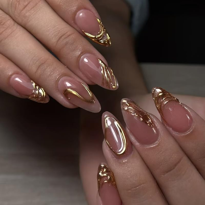 Moonglow Uñas Postizas Magnéticas Cortas, Rosa Almendra Rojo Degradado Brillo Ojo de Gato con Pegamento, Rosa Rojo Ombre Brillo Fototerapia Uñas Artificiales para Mujeres y Niñas