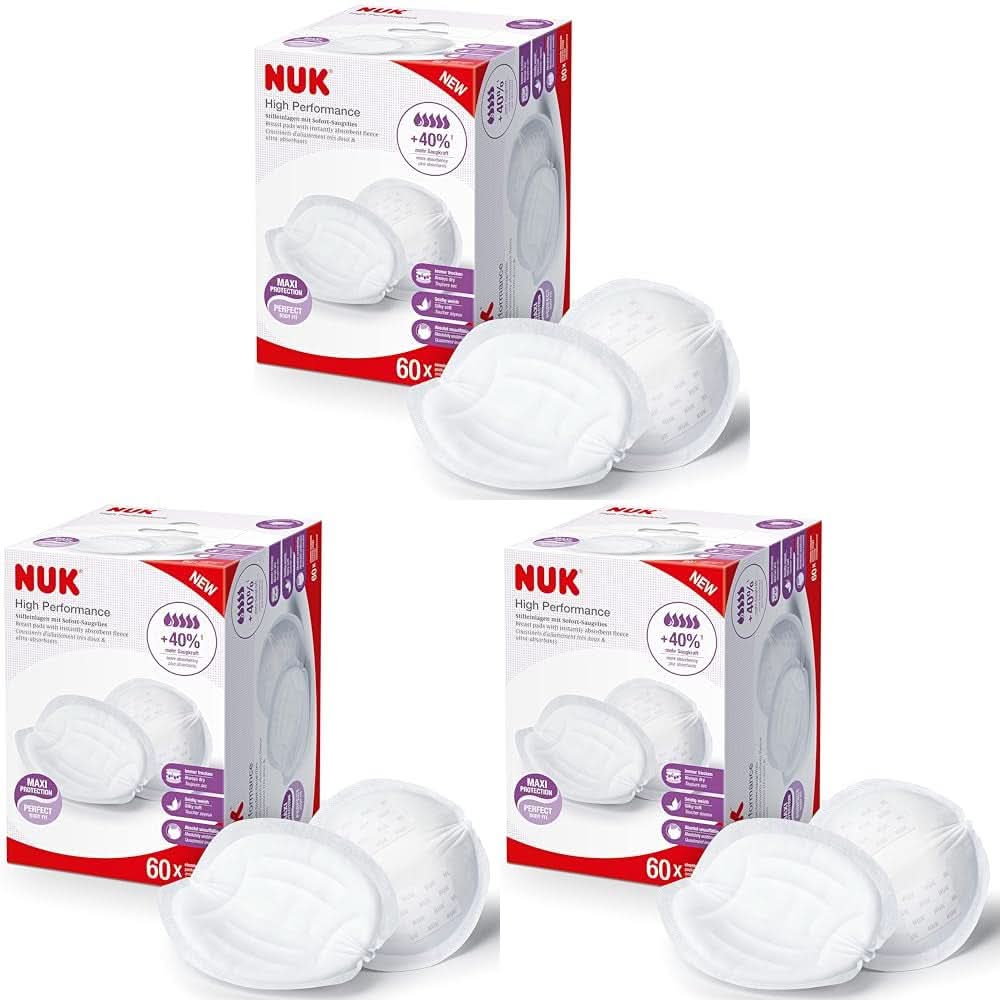NUK Einweg-Stilleinlagen Mit Sofort-Saugvlies de alto rendimiento | Einlagen Zum Stillen | Embalaje incluido | +40% más potencia de succión | 60 Stück Alimentación Bebé y Accesorios Lactancia Naty Shop 60 Stück (Packung Mit 3) High Performance