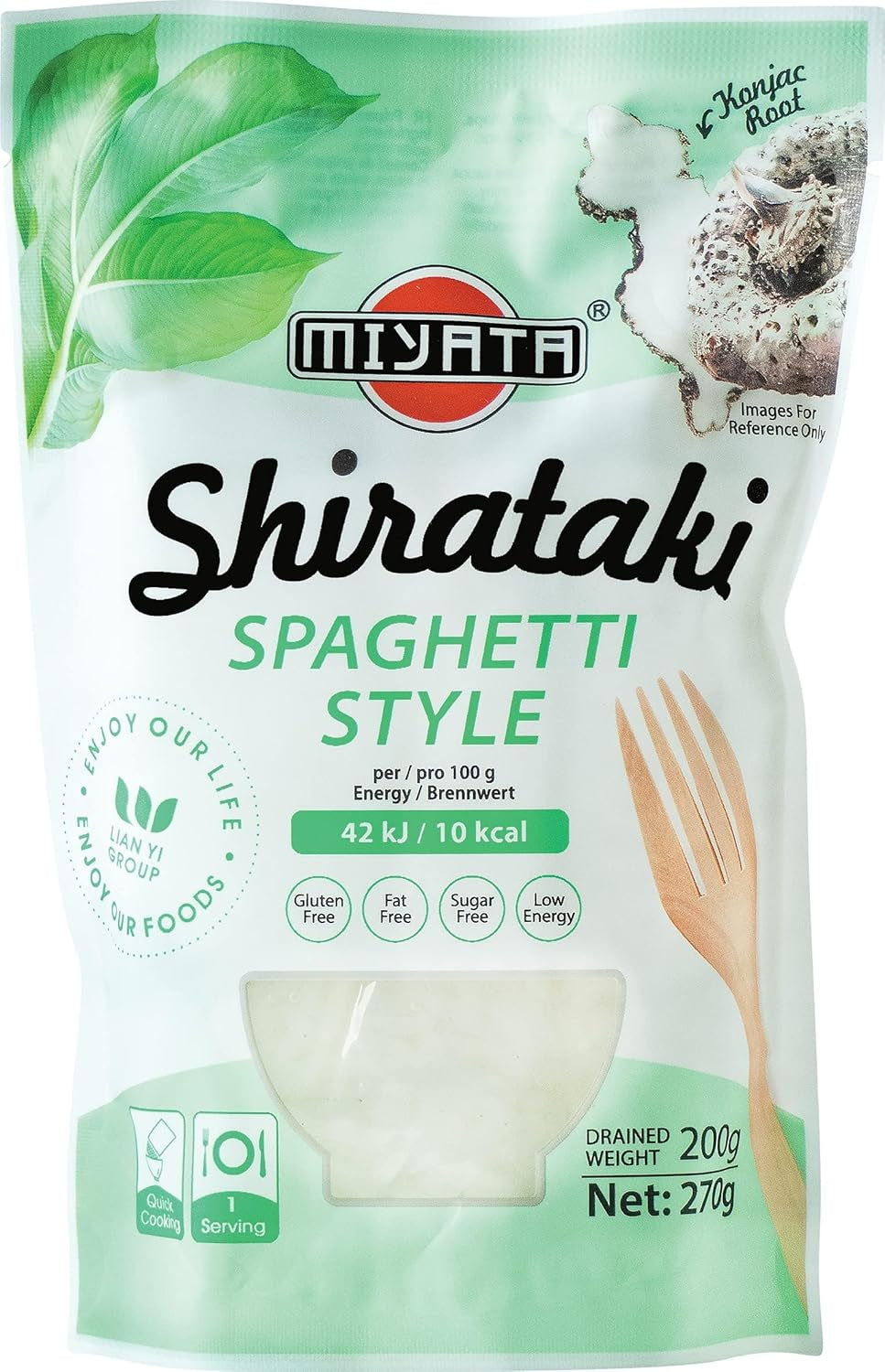 Miyata Shirataki Fideos Udon Harina Konjac Paquete de 6 (6 x 270 g)