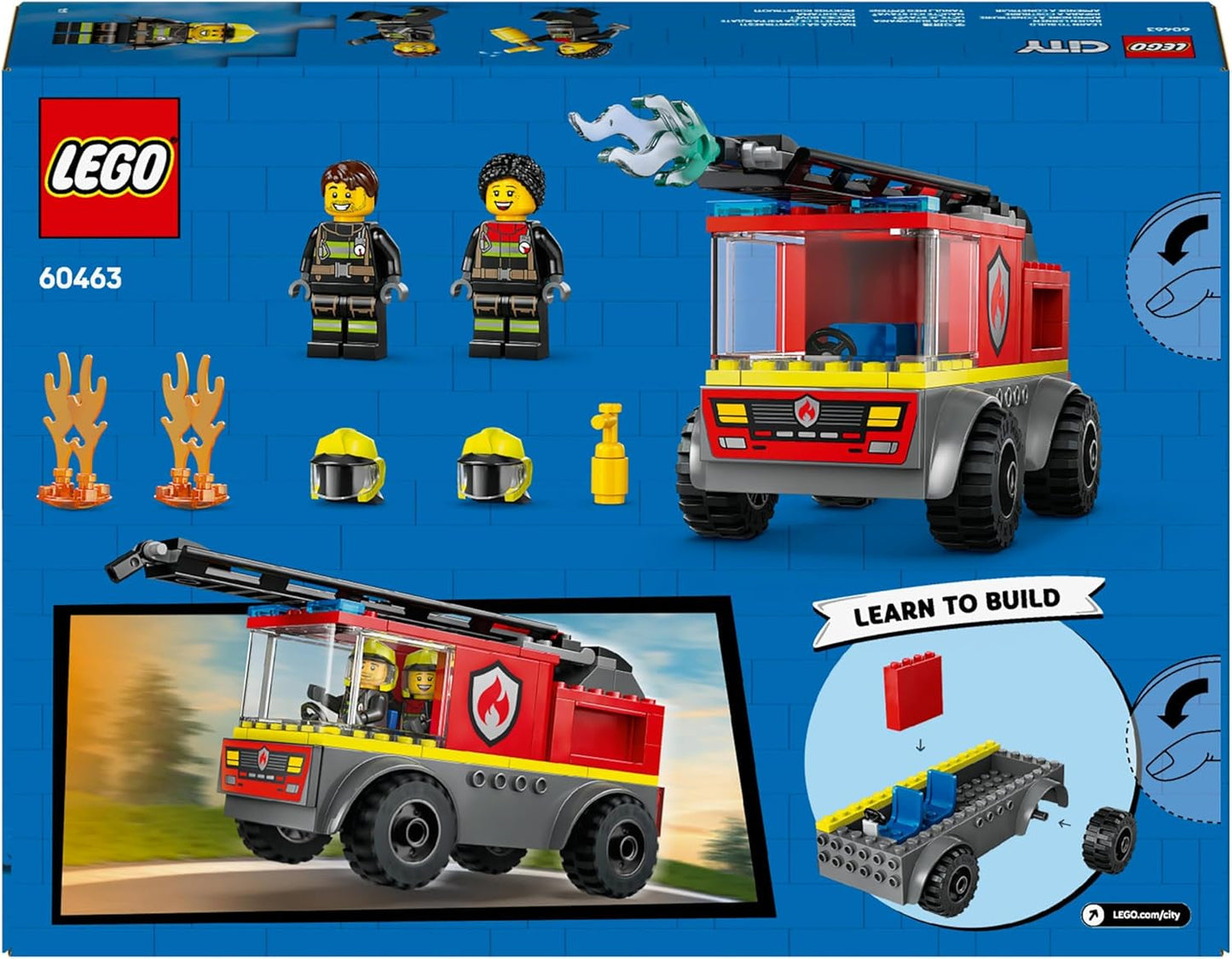 LEGO City Camión de bomberos con escalera - Camión de bomberos de juguete con 2 minifiguras de bomberos para niños y niñas a partir de 4 años - juguete educativo - regalo para preescolares 60463 Juegos de construcción Besuche den LEGO-Store