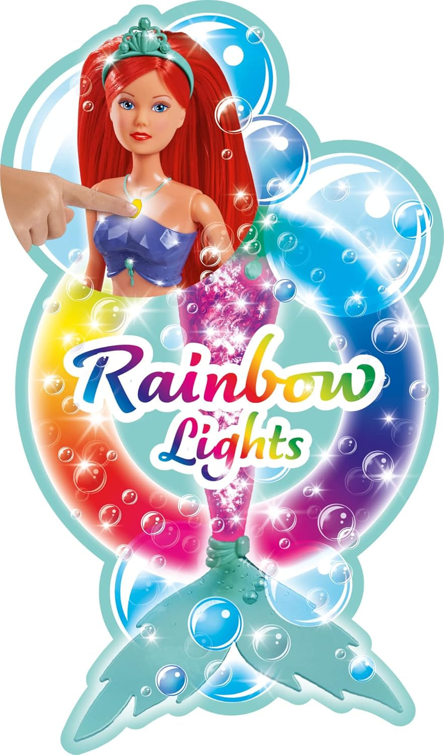 Simba 105733656 - Steffi Love Muñeca Sirena Brillante (39 cm) - Sirena Brillante Que Cambia de Color Arco Iris Luminoso Juguete Impermeable para Niños de 3 años en adelante